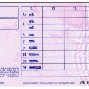 Italy Driver license back