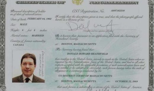 US Naturalization Certificate